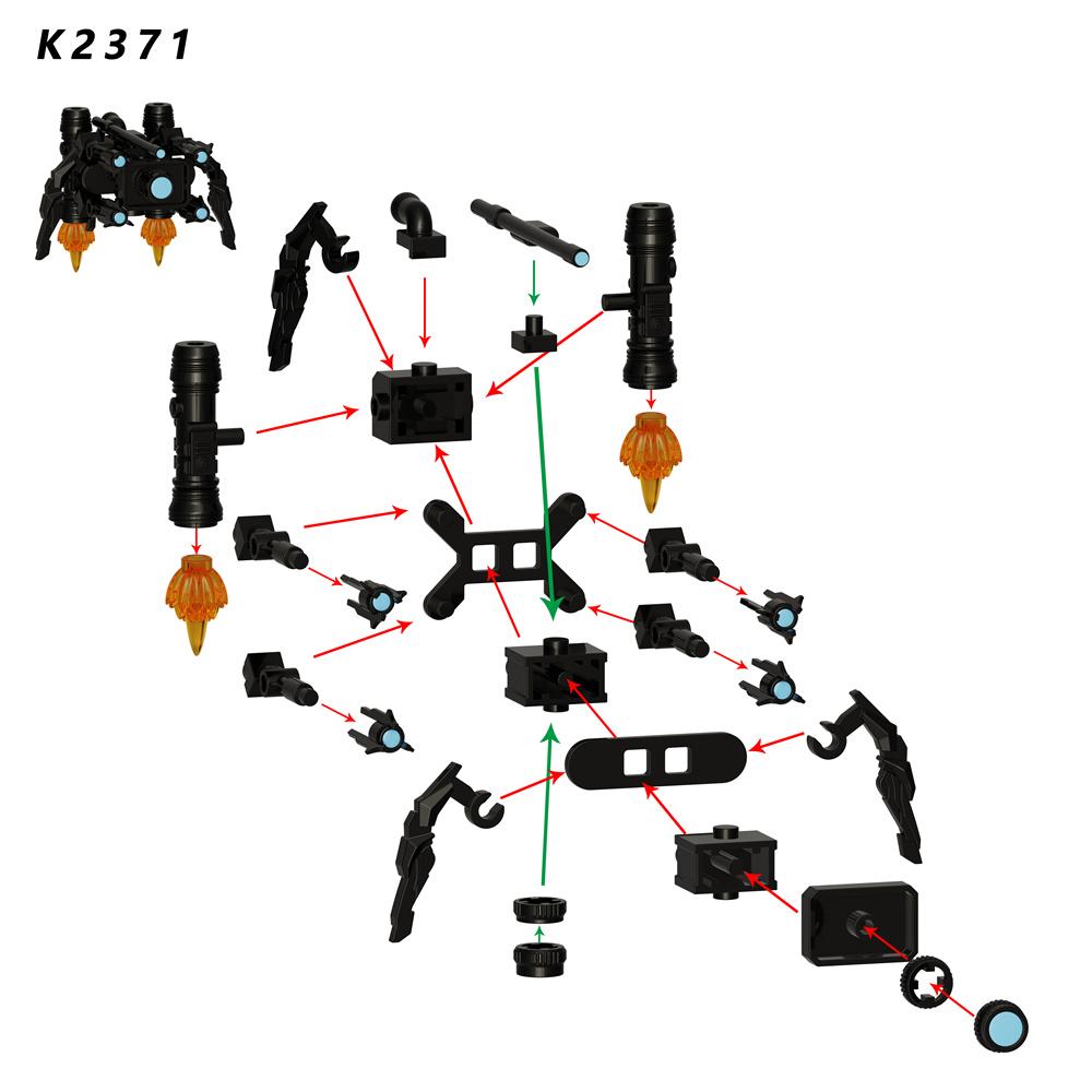 Mini socha pavoučího robota Stavebnice Sestavená figurka Domácí dekorace na stůl Ornament K2371 K2372