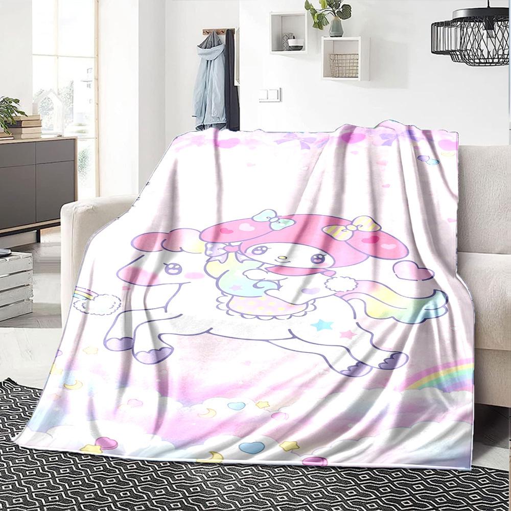 1pc My Melody Unicorn Blanket Lightweight Flannel Throw for Sofa Bed Travel Camping Livingroom Office Couch Chair