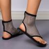 Summer Women's New Round Toe Flat Bottom Sandals Hollow Short Boots Water Diamond Sexy Flat Bottom Fashion Banquet Slippers