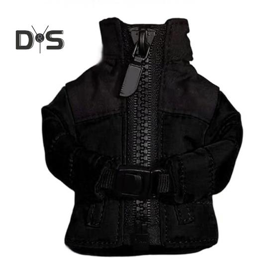 

Мини-куртка-пуховик с брелоком из ткани на молнии, крутая забавная куртка с ключом, подарок для мужчин и женщин, модный аксессуар чёрный