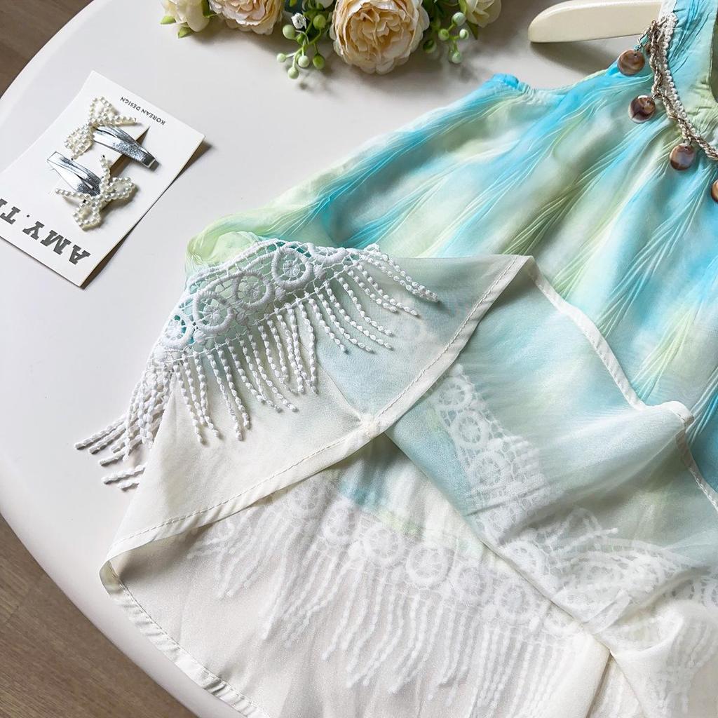 Bohemian Princess Sleeveless Summer Dress with Hat for Baby Girls - Style AXB727