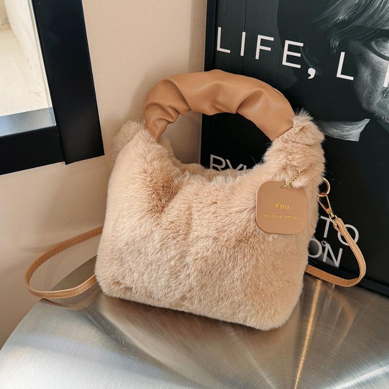 Fairy plush bag handbag female fashion shoulder messenger bag autumn and winter plush bag versatile bag tag bag