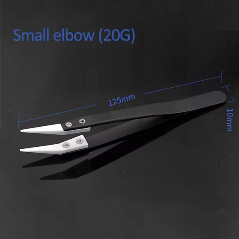 Ceramic Tips Tweezers Acid Resistant Anti-Static Electronic Soldering Tweezers Little Curved/Big Curved/Straight Tip