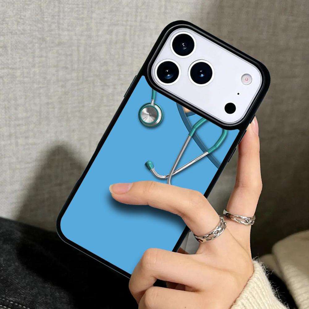 Capa Case for iPhone 17 Air 16 Pro Max 15 Plus 11 13 Mini 14 12 Back Phone Cover Nurse Stethoscope Heart Nursing Heartbeat