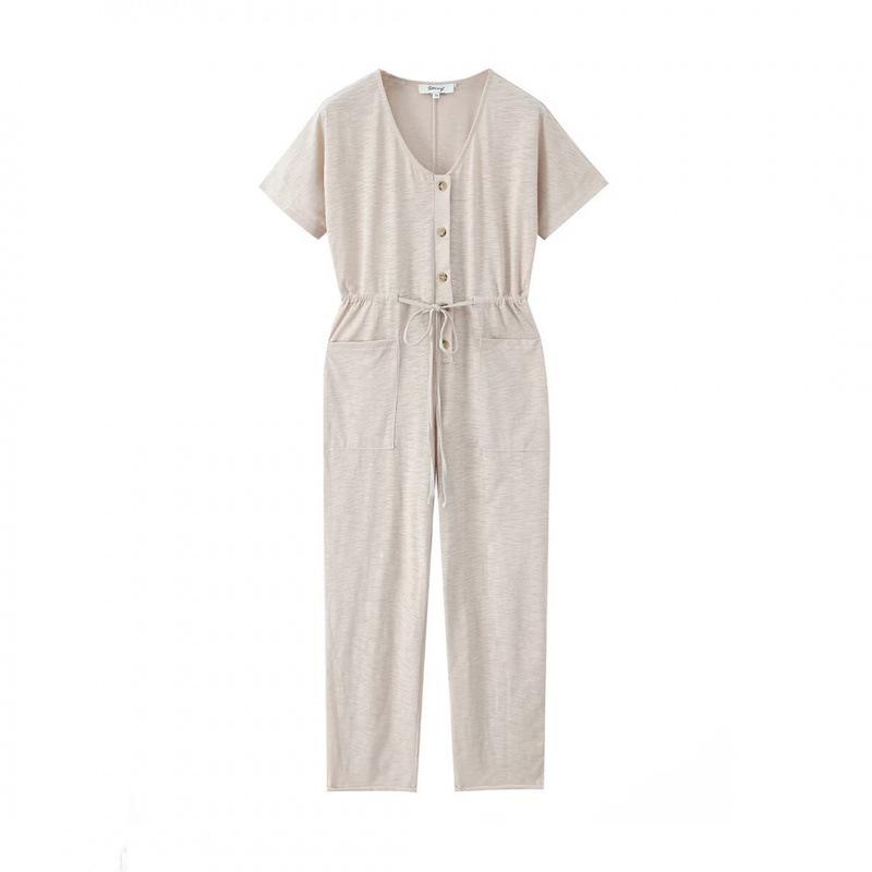 Spring 2026 European & American Style Knit Drawstring Jumpsuit Extra Small