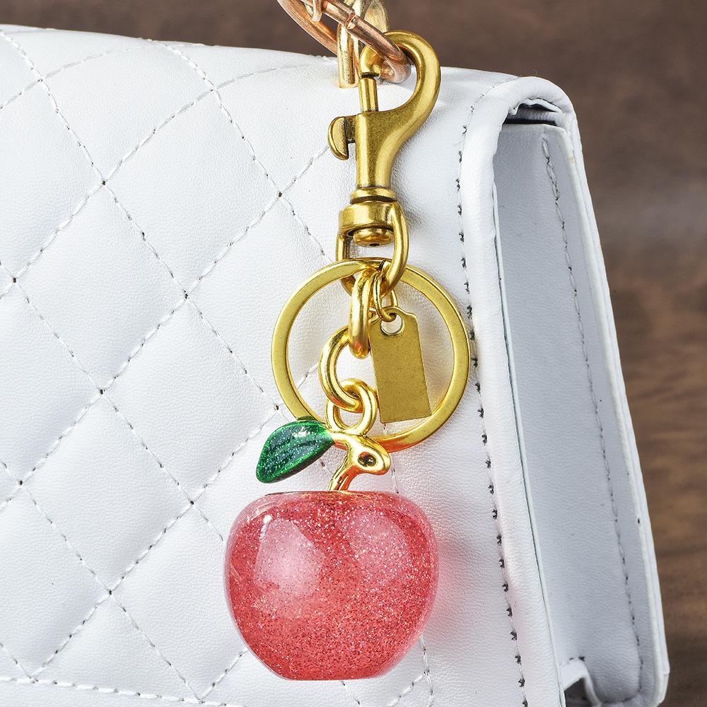 Fruit Keychain Bag Fashionable Apple Pendant Key Ring Unique Accessory