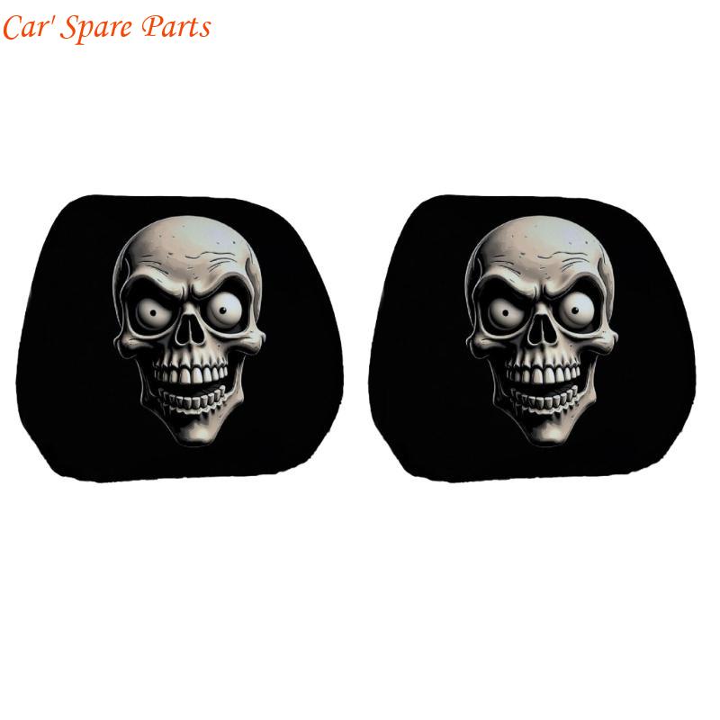 Y4UA Halloween Car Headrest Cover Cushion Funny Expression Universal Soft Fabric