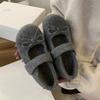 Scarpe da donna Mary Jane con nodo a farfalla vintage di design, comode all'aperto, suola morbida, con rialzo interno, in cotone conciso