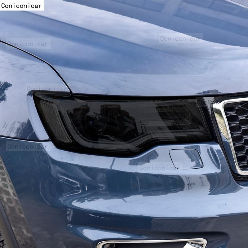 För JEEP Grand Cherokee 2014-2022 Bilstrålkastare Svart TPU Skyddsfilm Framljus Toning Färgändringsdekal Tillbehör