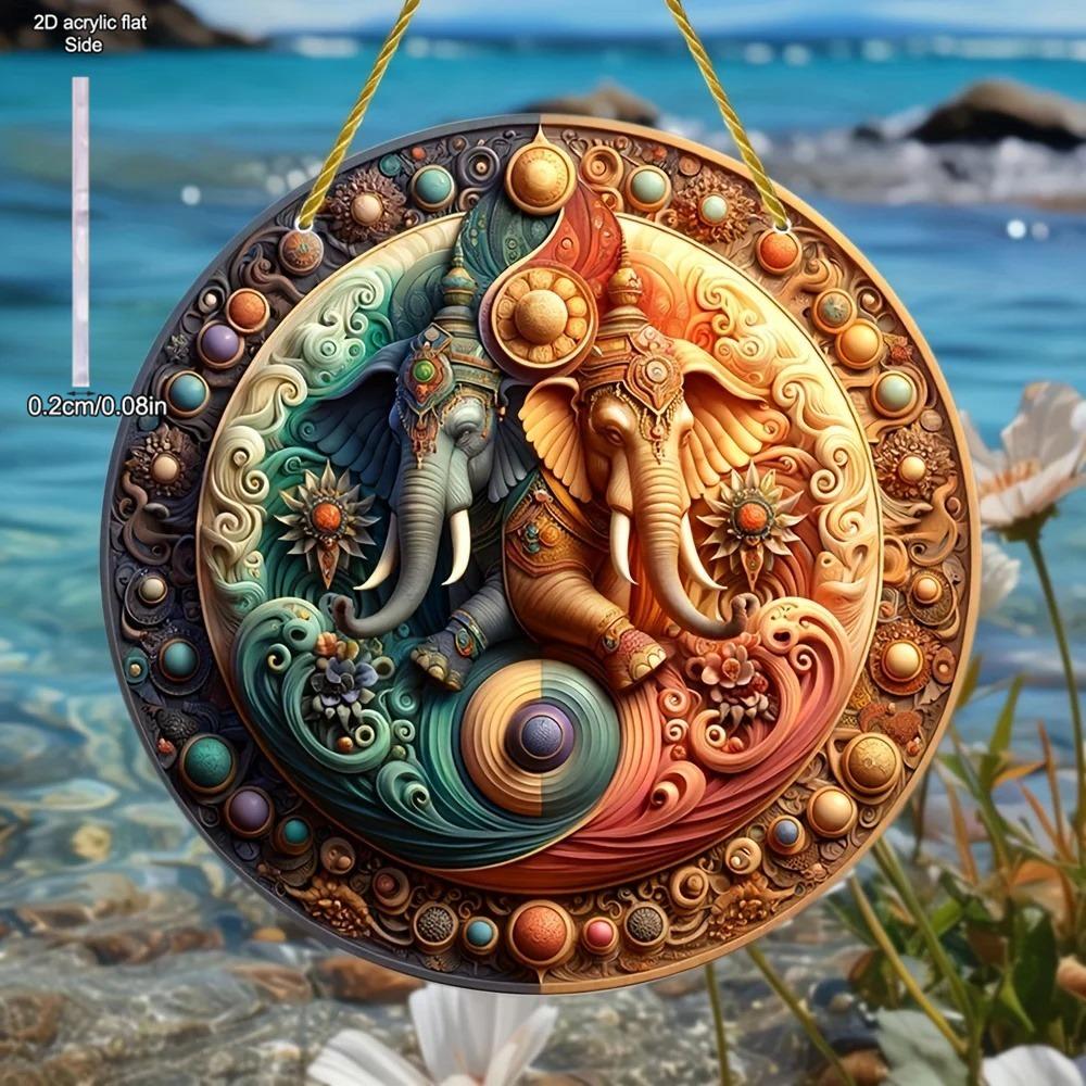 Fantastical Yin Yang Animal Light Catcher Round Acrylic, Novelty Home Decor, Perfect Durable for Bedroom, Store, Office, Kitchen, for Wall Decoration