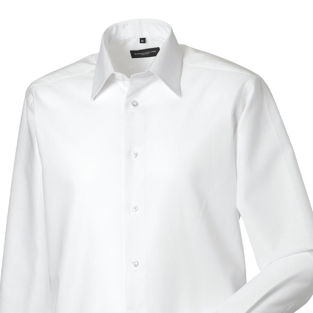 Russell Collection Mens Plain Oxford Tailored Long-Sleeved Shirt