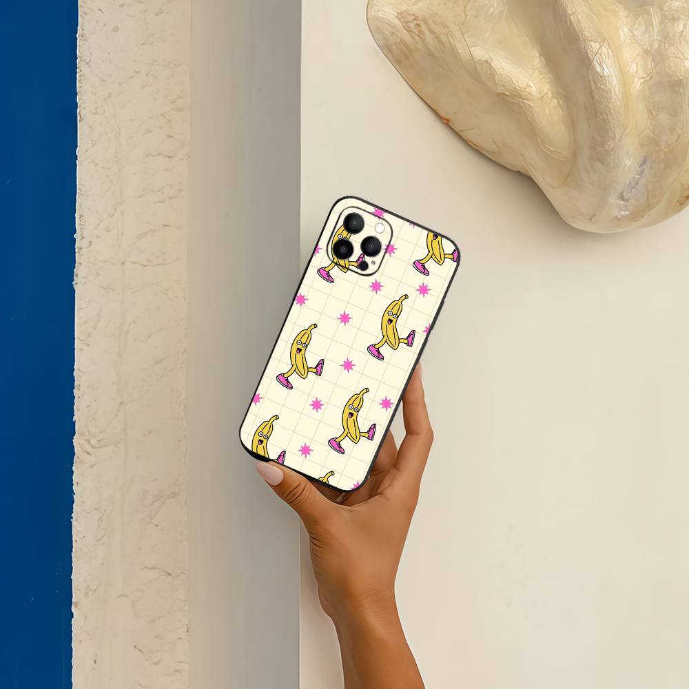 Yellow Banana Eearing Sneakers Black Silicone TPU Phone Case For Iphone17 Air 16 15 14 13 12 Pro 11 Pro Max Plus Cover Case