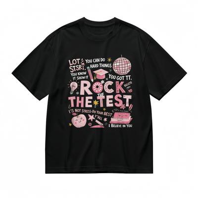 Men's Fashion Classic T-Shirt Rock the Test With Pencil Cap Design Tee