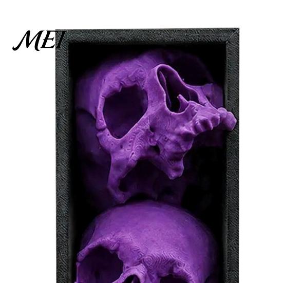 Dark Fantasy Home Ornaments 3Pcs Halloween 3 Tier Skull Bookends, Gothic Resin Bookshelf Decor for Office, Skeleton Statue Bookshelves Spooky