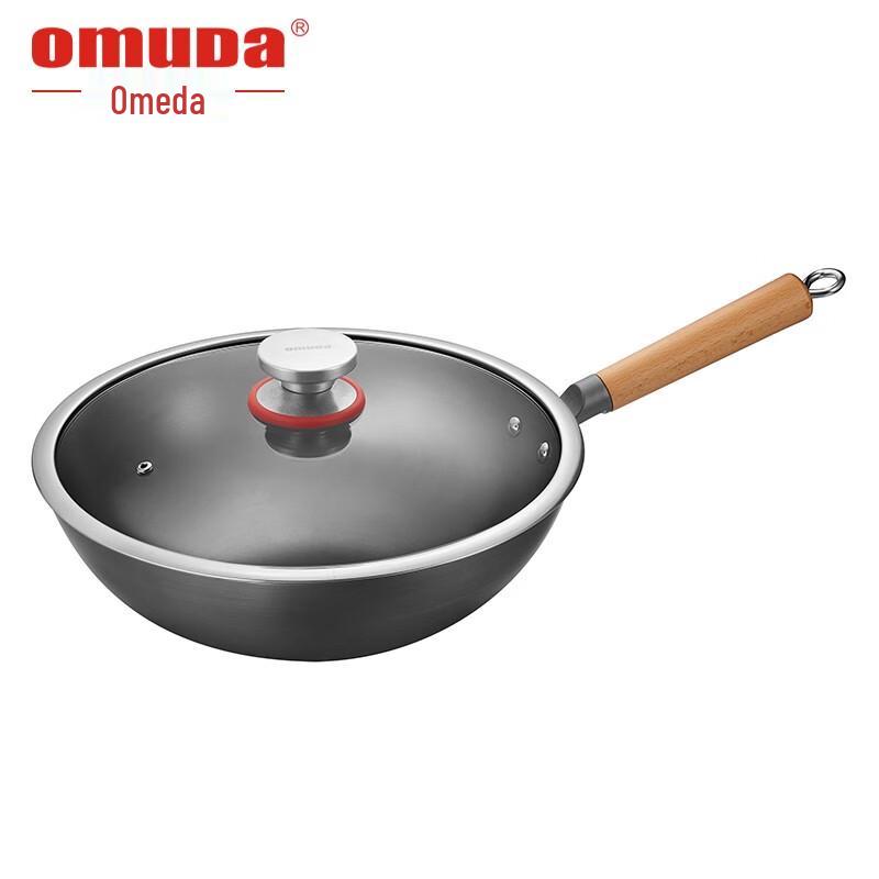 Oumeida Echter Gusseisen-Wok aus Edelstahl, 30 cm