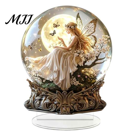 Garden Hanging Ornaments Moon Star/Fairy Crystal Ball Ornament, Decorative Acrylic Sphere for Bedroom Living Fairy Tale Home Accessories Room