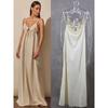 Abito Lungo da Donna con Bretelle 3D Floreale Abito da Festa da Donna Scollo Profondo a V Senza Maniche Schiena Nuda Spacco Cut-Out Abito da Donna Estivo