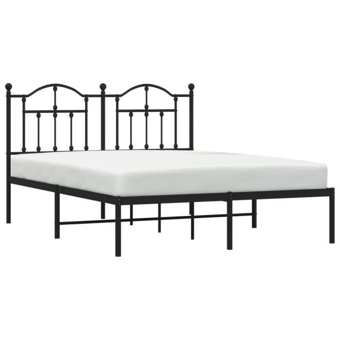 VidaXL Cadre de lit métal avec tête de lit noir 140x200 cm 353440