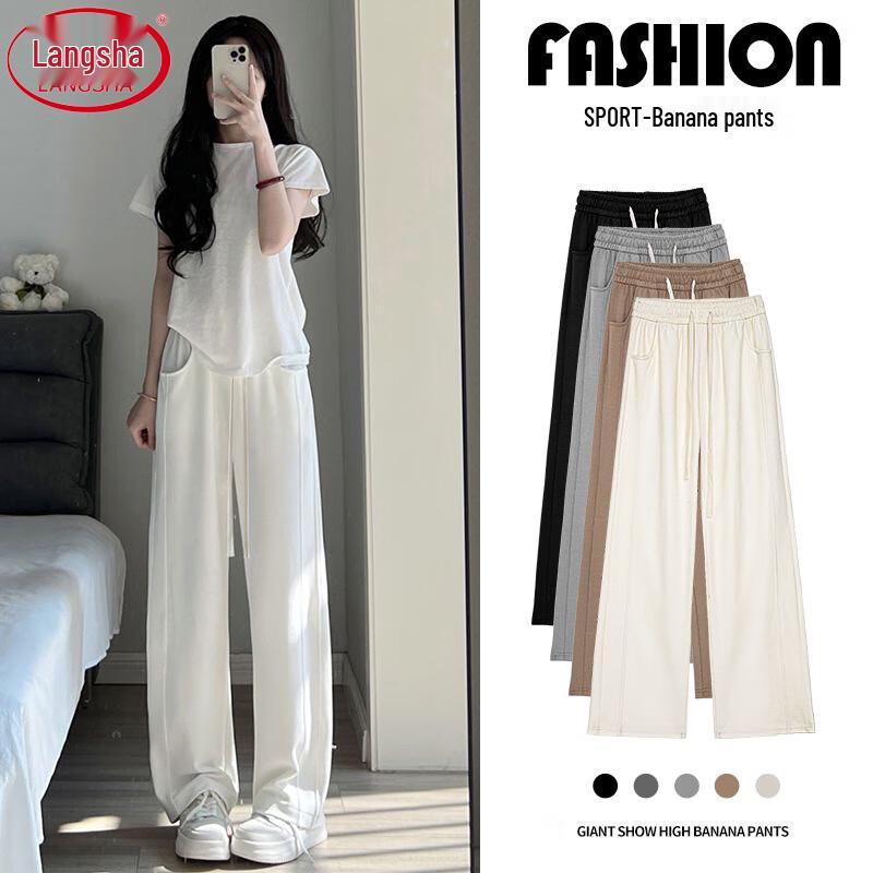 Women's High-Waist Loose Fit Straight Wide-Leg Casual Pants