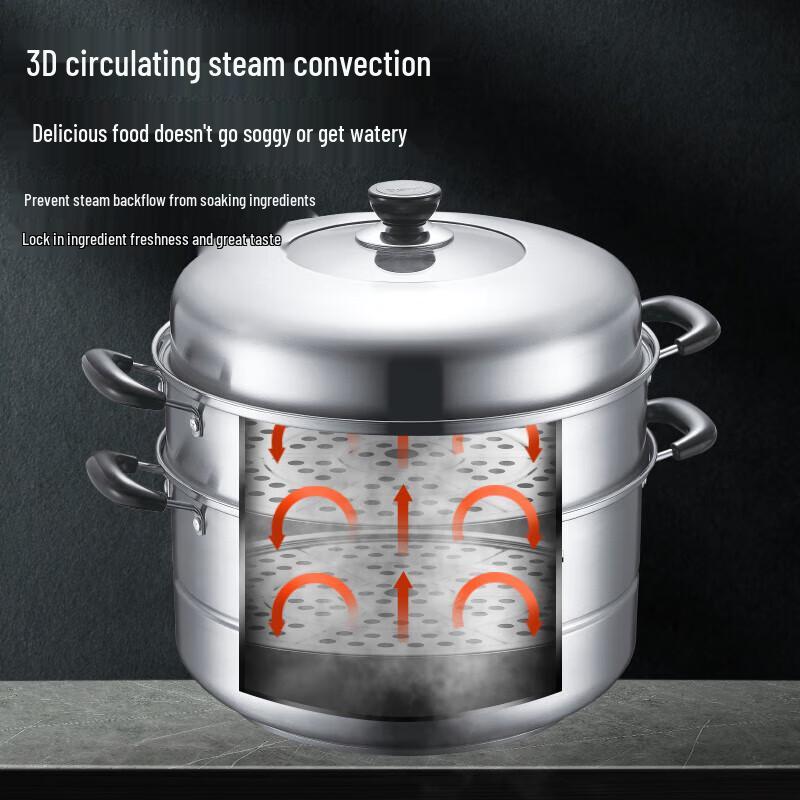 SUPOR 34cm 3-Layer 304 Stainless Steel Steamer Pot