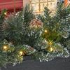 Christmas Garland with 50 White LED Lights and Decorations, In Plastic and Metal, 180x30x30 Cm, Green