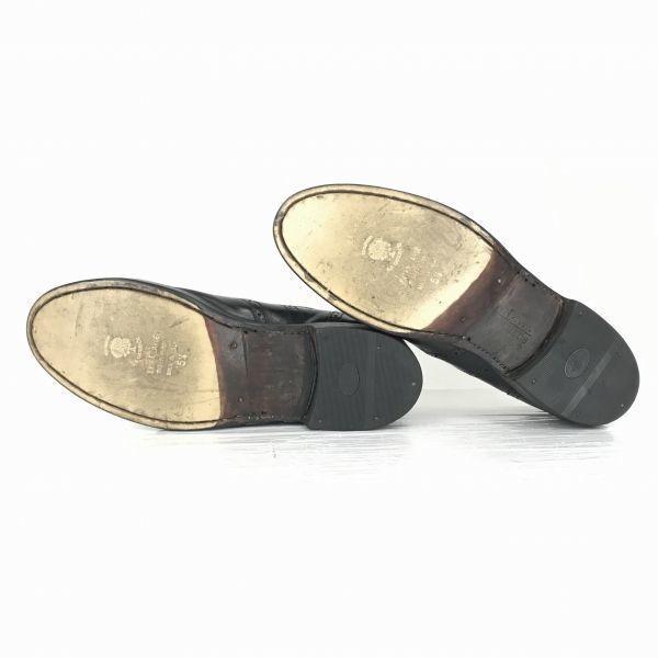 Made In Italy Vintage Goodyear Welt Full Brogue Decorative Nail Sole Wingtip Dress Shoes Size 27.0-27.5cm Black(USED)