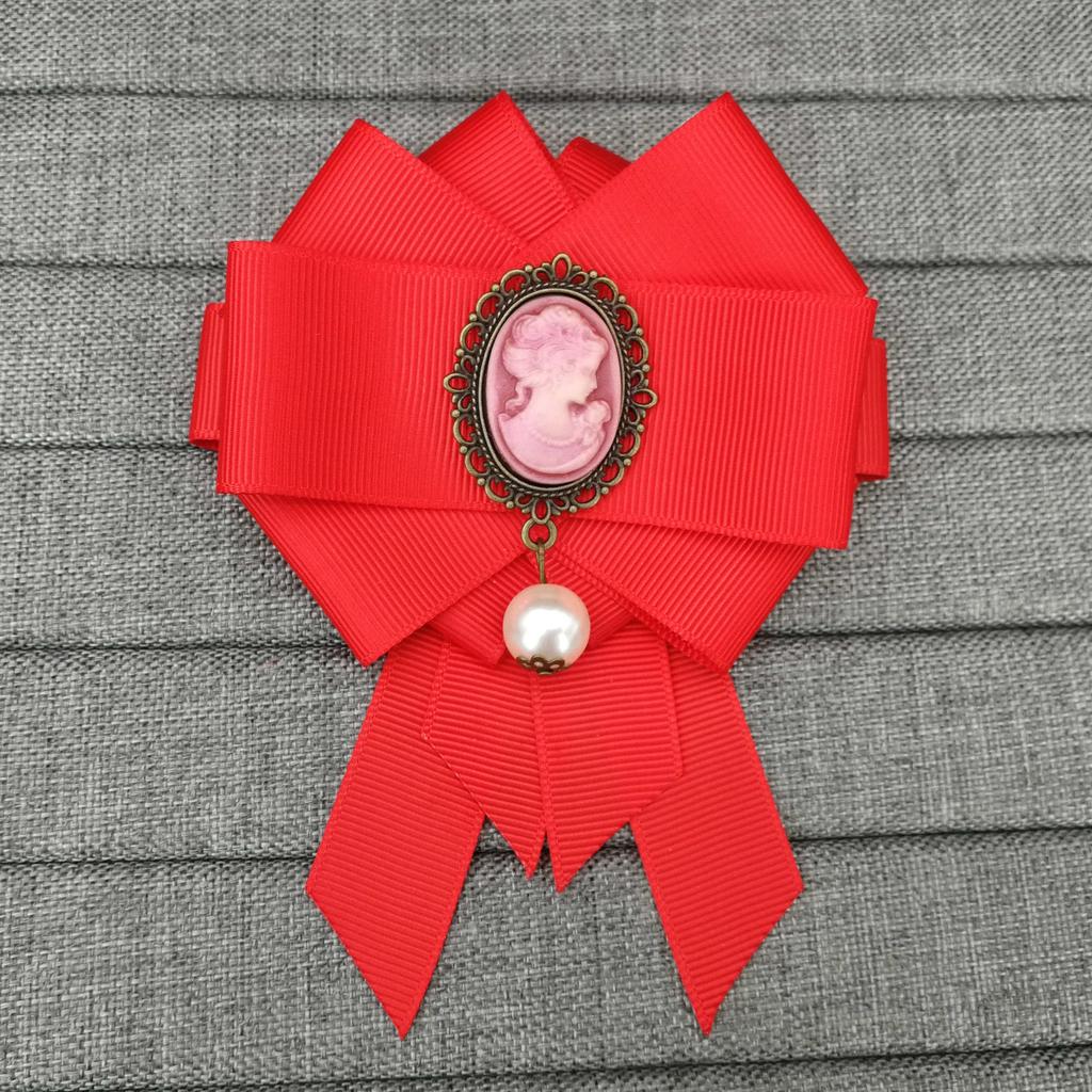 Güzellik Kafa Kurdele Fiyonk Broşlar Kadınlar için Vintage Kraliçe Cameo İnci Broş İğneleri Yaka Kravatı Korsaj Broş Kostüm Takıları