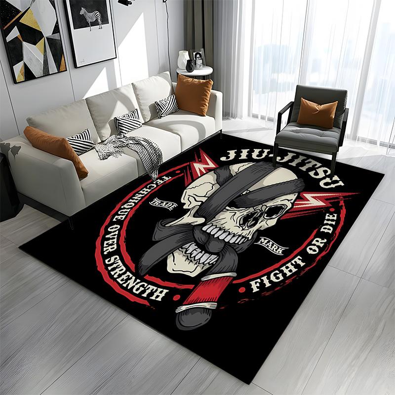 Skull Jiu-Jitsu Fight Design Patterned carpet a non slip rug suitable for all seasons and any setting, gift