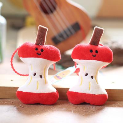 Adorable petit pendentif en forme d'os en peluche, poupée en forme de péricarpe de pomme, ornement suspendu pour sac, porte-clés, poupée