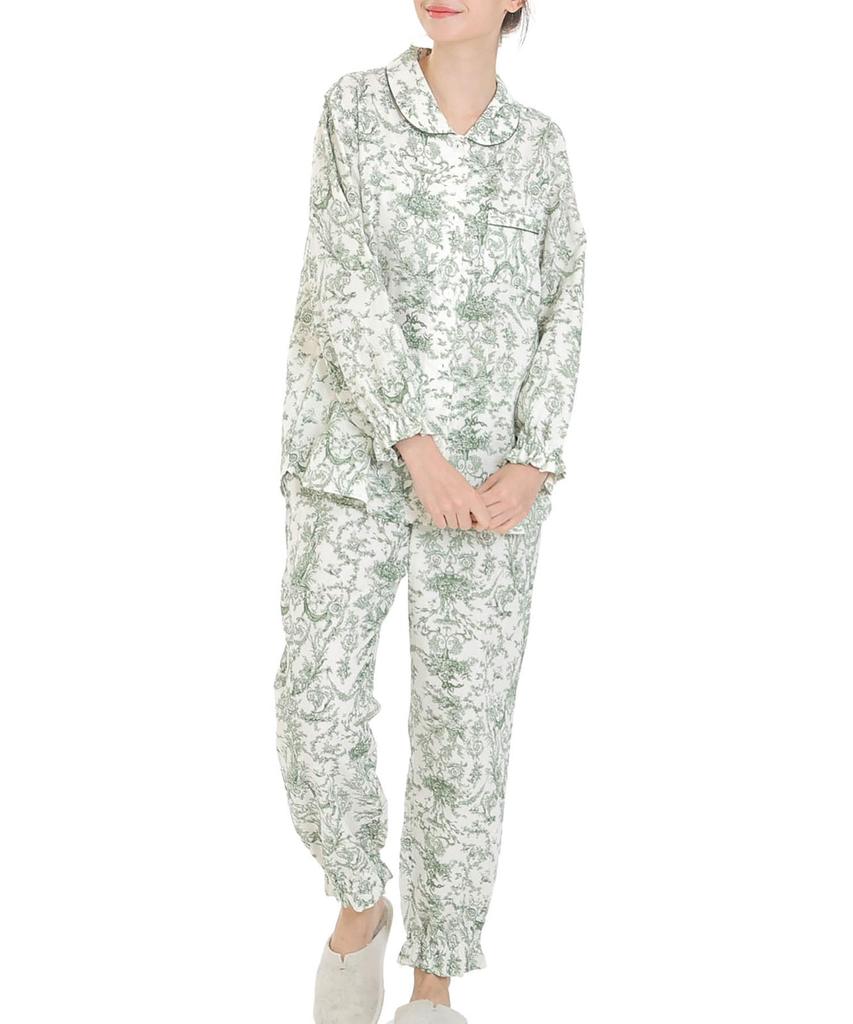 Narue Cotton Double Gauze Toile De Jouy Shirt Pajama Set Women's