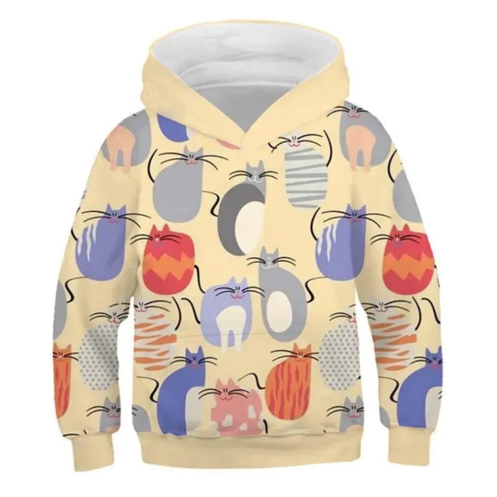New Boys Girls 3d Animal Print Sweatshirt Kids Cartoon Wacky Fuzzy Cat Explore Space Galaxy Children Harajuku Hoodies Tops