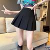 Women's High Waist Petite Black Pleated Mini Skirt - Summer 2024 A-line Spicy Girl Half Body Suit