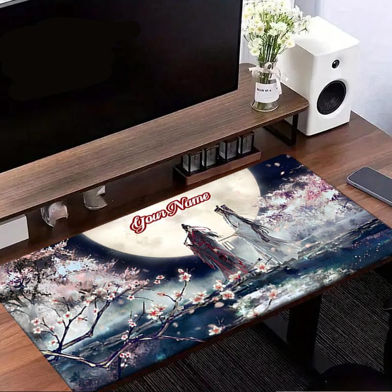 1PC Custom Name Moonlit Blossom Fantasy Mouse Pad, Keyboard and Mouse Desk Pad, for Computer Notebook Birthday Gift For Any Room Or Office