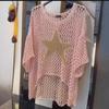 Elegant European & American Style Five-Star Round Neck Sweater with Three-Quarter Sleeves for Women