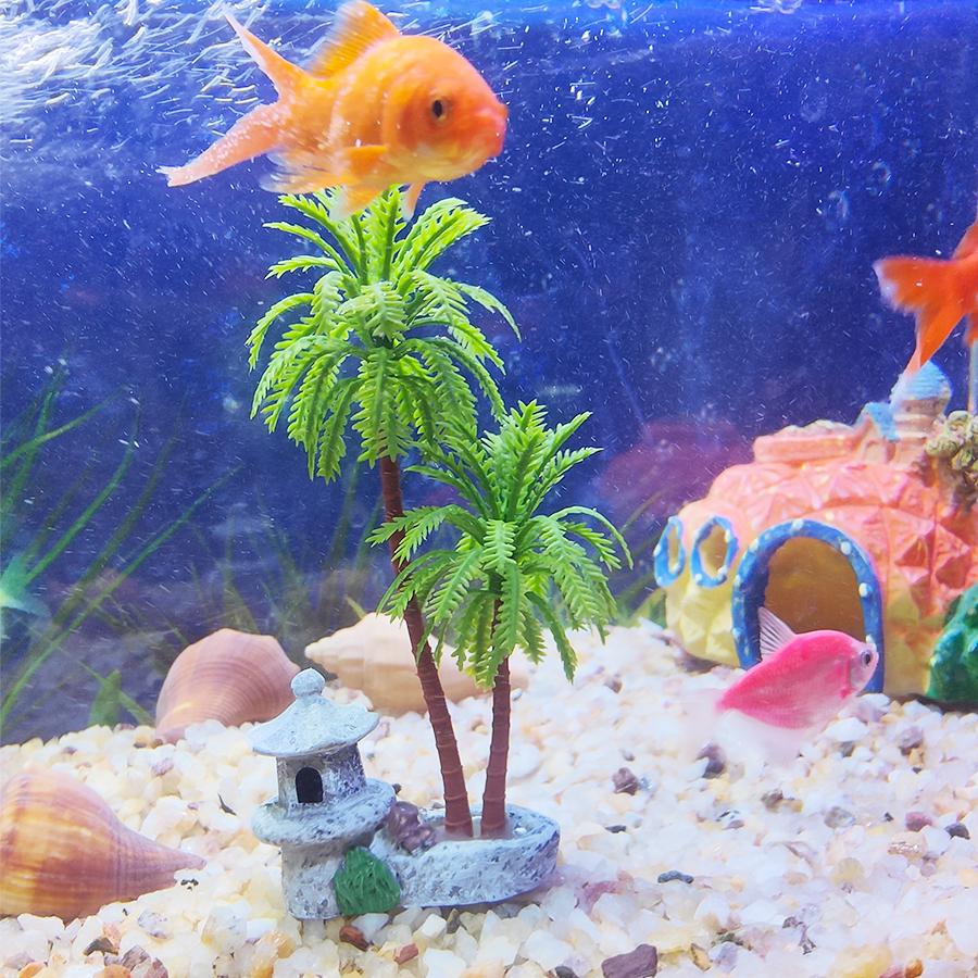 Aquarium Harz Kokospalme Laternenförmiges Wasserturm-Modell, DIY Mikro-Landschaft Dekoration, Aquarium Landschaft Ornament