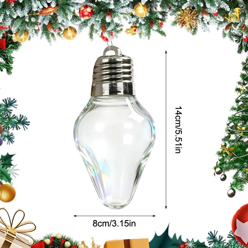 1/2pcs Christmas Bulb Gift Jar Fillable Xmas Light Bulbs Shape Clear Ornaments Large Plastic Empty Candy Cards Jars