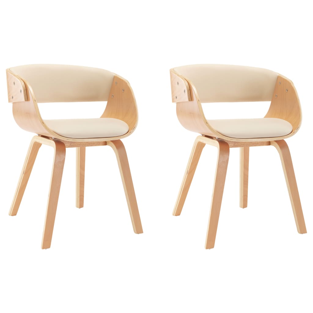 Dining Chairs 2 Pcs Cream Bentwood and Faux Leather