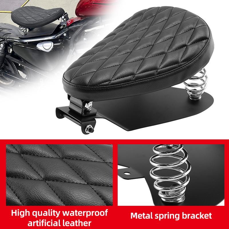 For Harley Custom Chopper Sportster Bobber Honda Yamaha 1SET Motorcycle PU Leather Solo Seat With 3" Spring Bracket Retro