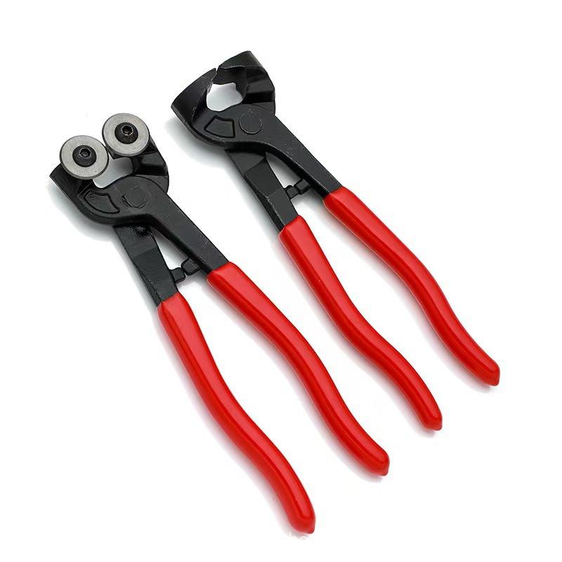 Glass Tile Nippers 8" Heavy Duty Wheeled Glass Mosaic Nipper with Soft Rubber Handle for Stained Glass