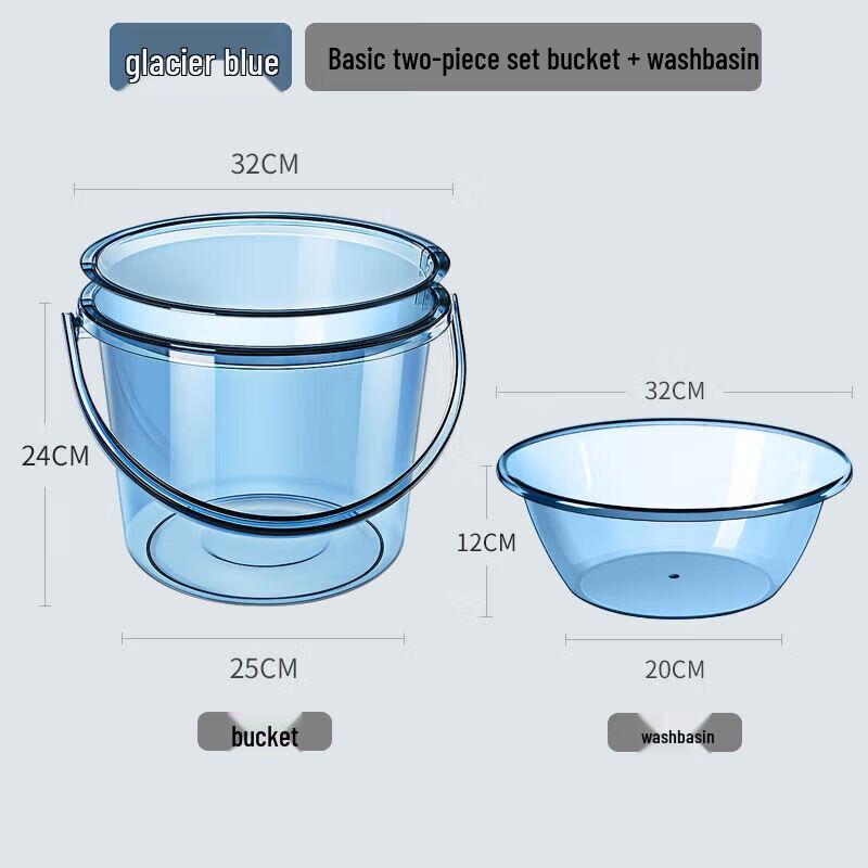 Transparent Plastic Storage Bucket with Lid and Washbasin