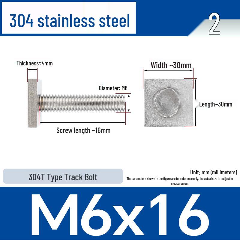 Custom 304 Stainless Steel T-Slot Irregular Rectangular T-Bar Bolt M6/M8