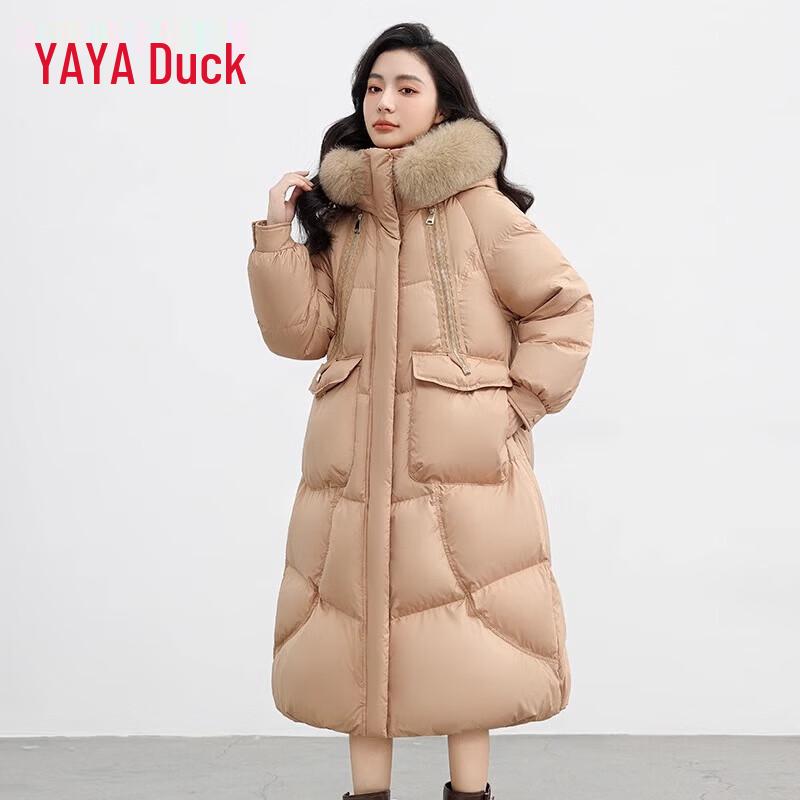 YAYA Women's Winter Faux Fur Hooded Down Jacket