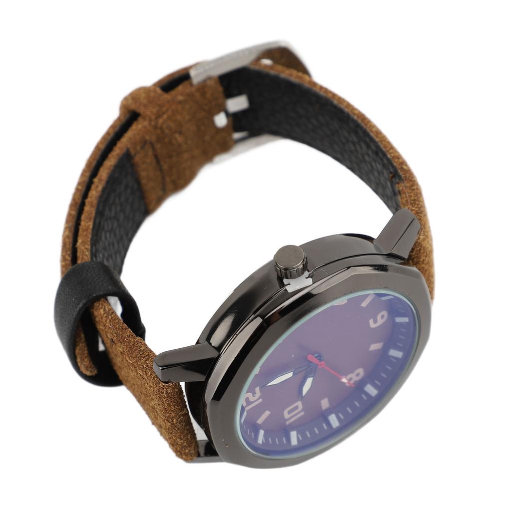 Men Analog Watch Fashion Casual PU Leather Strap Round Face Mineral Glass Easy Reading Quartz Wrist Watch for Indoor Outdoor Activities