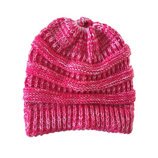 Women's Ponytail Hat Winter Warm Knitted Hat with Ponytail Tail Hole Soft Stretch Cable