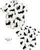 Quintet Black Cat Print Short Made in Cat Animal 10 Shirt, Men's Sleeve, Japan, Print, Print, 01-79416 (L, White)