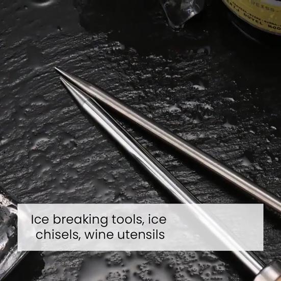 Ice Picks Stainless Steel Ice Cone with Wooden Handle Manual Ice Modeler Ice Crusher Tool for Ice Sculptures Mixing And Chiseling