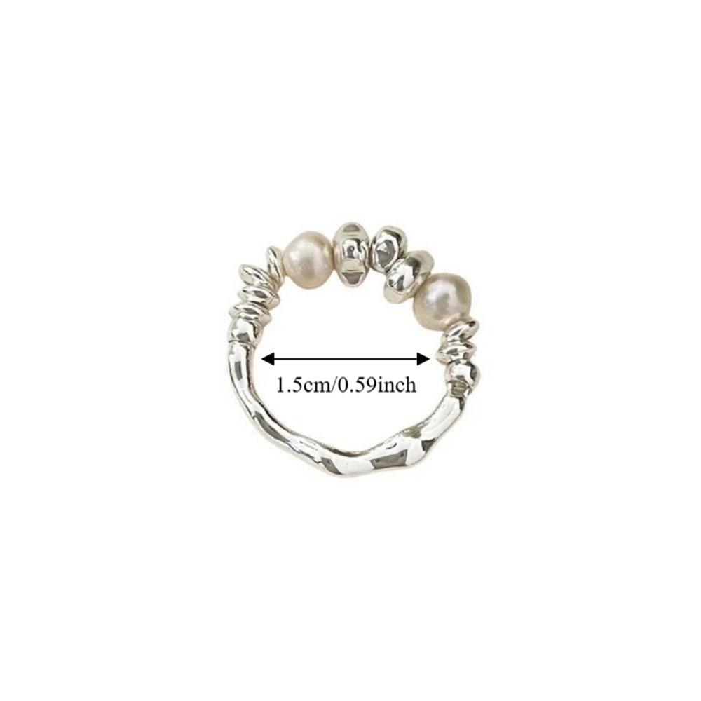 Vintage Minimalist Design Rings Light Luxury Personality Rings Elegant Pearl Finger Rings  Party
