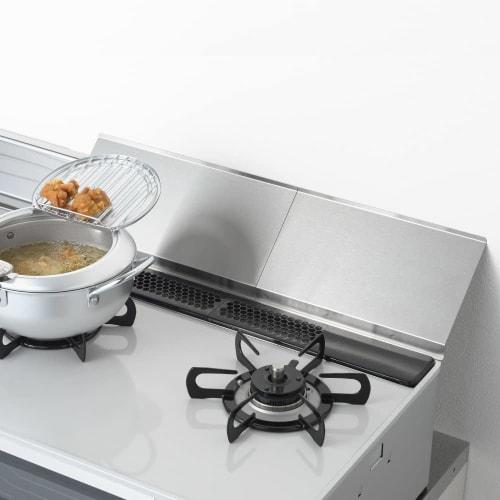 Yoshikawa Gasherd Abluftabdeckung, Ölspritzschutz, 32 cm breit, 17,5 cm tief, 2er-Set, stapelbar, silberfarben, hergestellt in Japan, Induktionskochfeldgrill