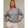 Women S Loose Round Neck Long Sleeve Knit Sweater Lazy Floral Pattern