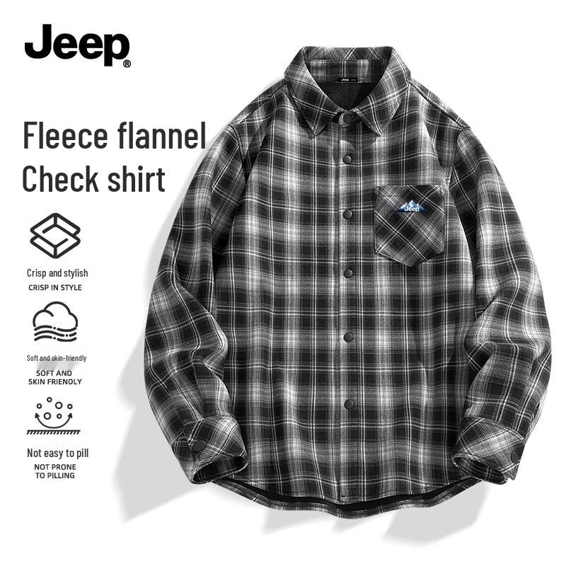 Мужская фланелевая клетчатая повседневная рубашка JEEP с подкладкой M